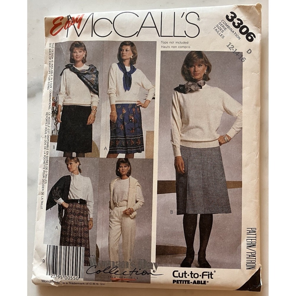 McCall's 3306 Front‎ Pleated Skirt & Pants Sz 12-16 UNCUT Pattern Business Pro